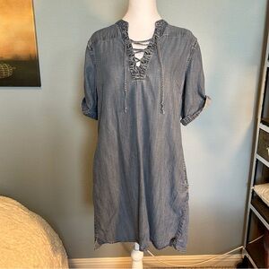 Philosophy Lace-Up Denim Mini Dress - M